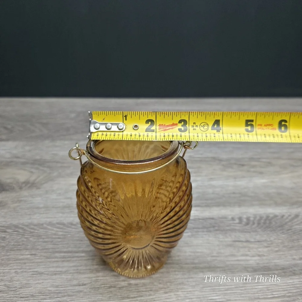 Amber Lantern Style Small Vase‎ - Great For Any Occasion - 4.5